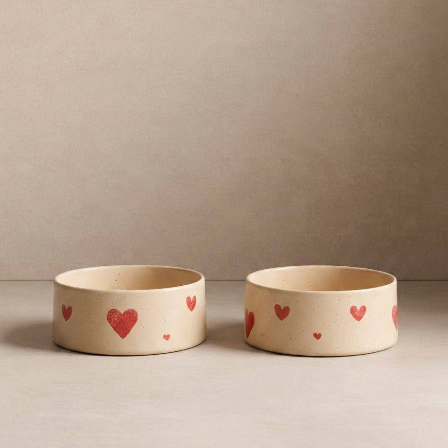 Dog Bowl Set Cozy Hearts